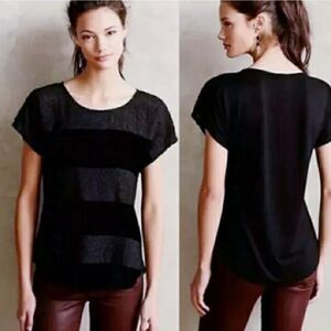 Anthropologie Dolan Left Chastain Black Velvet & Lace Top XS